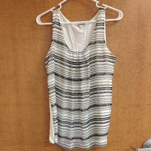 Express Sheer Overlay Black and Cream Striped Women's Top